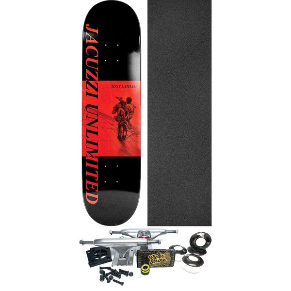 Jacuzzi Unlimited Skateboards Tony Latham Dirtbike Red Skateboard Deck - 8.5" x 32.2" - Complete Skateboard Bundle